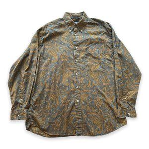 Vintage 90's Men's XL Nautica Floral Long Sleeve Button Down Large Shirt